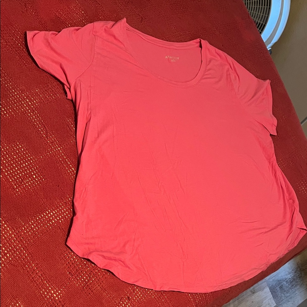 3X Ava & Viv Pink Scoop Neck Short Sleeve Tee